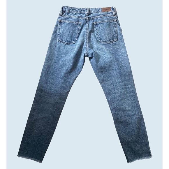 SEZANE Hi Rise Button Fly Straight Leg Raw Hem Jean Size 27 - Picture 5 of 8